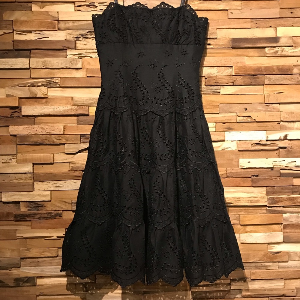 BCBG Max Azria Cotton Eyelet Strapless Dress